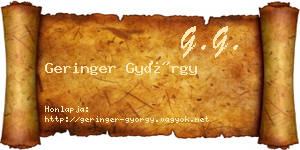 Geringer György névjegykártya